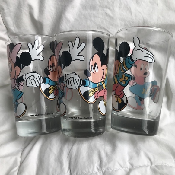 MICKEY & MINNIE MOUSE DECAL GLASS SET - Picture 1 of 4